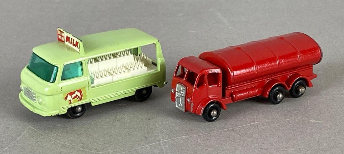 Group of 2 Lesney Matchbox Die-Cast Vehicles: Includes No. 21 Commer Bottle Float, and No. 11 Petrol Tanker.