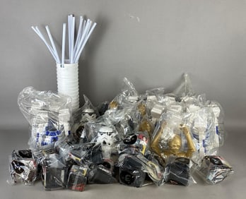 Group of Star Wars Promotional Cups with Toppers and More