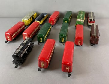 Group of 15 O Scale Louis Marx Tin Litho Trains