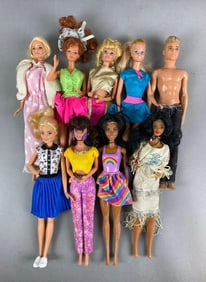 Group of 8 Mattel Barbie Dolls and More