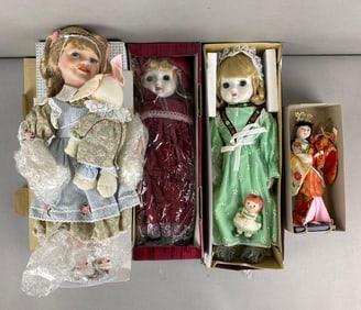 Group of 3 Assorted Porcelain Dolls and More