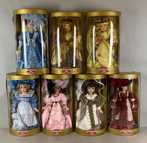 Group of 7 Collectible Memories Porcelain Dolls