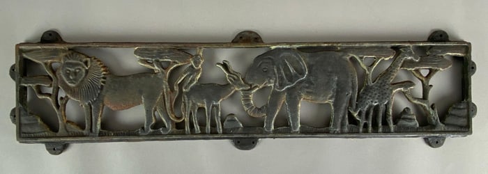 Vintage Safari Motif Cast Iron Bench Back