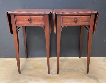 Pair of Antique Mahogany Drop-Leaf Side Tables