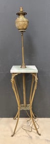 Antique Brass and Marble Electrified Table-Lamp