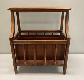 Vintage Oak Magazine Rack Table