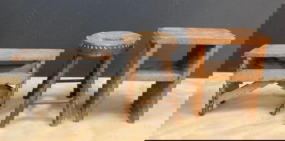 Group of 3 Wood Stools