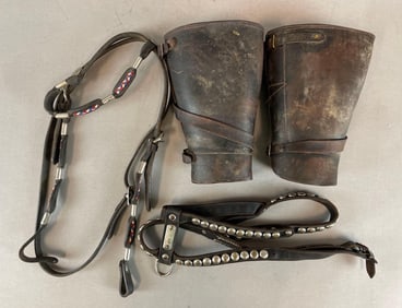 Group of Leather Horse Riding Equipment