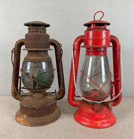 Pair of Vintage Dietz Kerosene Lanterns