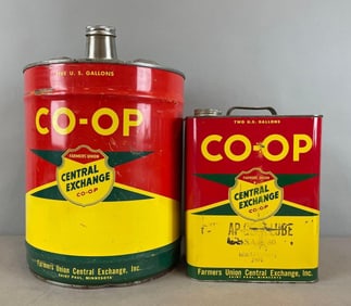 Group of 2 Farmers Union Central Exchange Co-Op Metal Cans