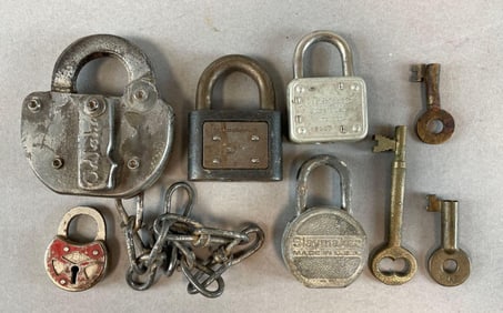 Group of Padlocks and Keys