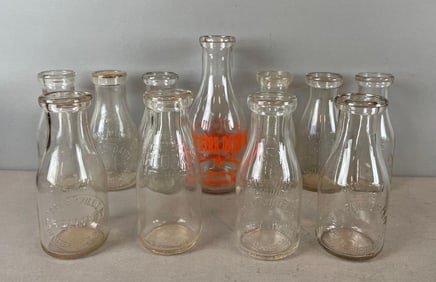 Group of Michigan Pint Glass Milk Bottles