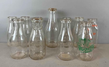Group of Michigan Pint Glass Milk Bottles