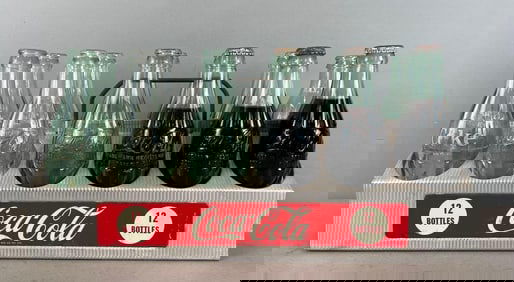 Coca-Cola Metal 12 Pack Carrier with Glass Bottles