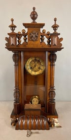 Antique German Wind-Up Ornate Wall Clock
