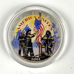 2001 US Mint Colorized American Heroes 1 oz .999 Fine Silver Dollar