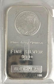 Highland Mint Morgan Design 1 oz .999 Fine Silver Ingot/ Bar