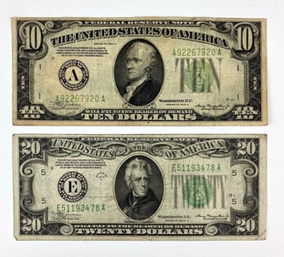 Group of 2 1934 Green Seal Federal Reserve Notes