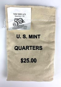 US Mint $25 Michigan P State Quarter in Original Canvas Bag