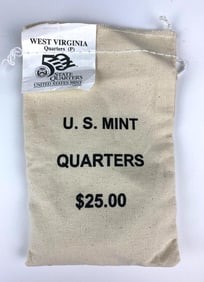 US Mint $25 West Virginia P State Quarter in Original Canvas Bag