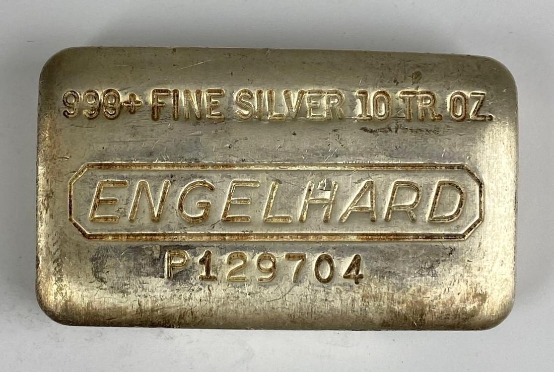 Engelhard 10 oz .999 Fine Silver Ingot/ Bar: Engelhard 10 oz .999 Fine Silver Ingot/ Bar