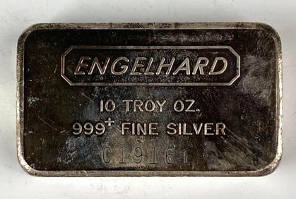 Engelhard 10 oz .999 Fine Silver Ingot/ Bar
