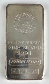 Engelhard 10 oz .999 Fine Silver Ingot/ Bar