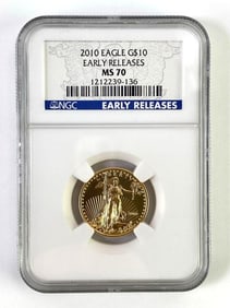 NGC Graded 2010 G $10 Gold Eagle 1/4 oz .999 Gold Coin MS 70