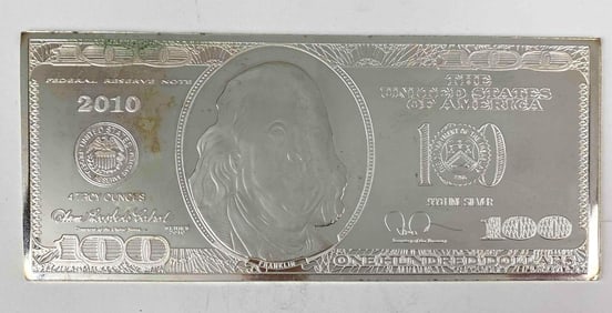 The Washington Mint 2010 $100 Silver Proof Certificate 4 oz .999 Fine Silver