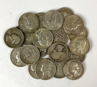 Group of 20 US Washington Silver Quarters