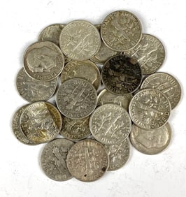 Group of 21 US Roosevelt Silver Dimes