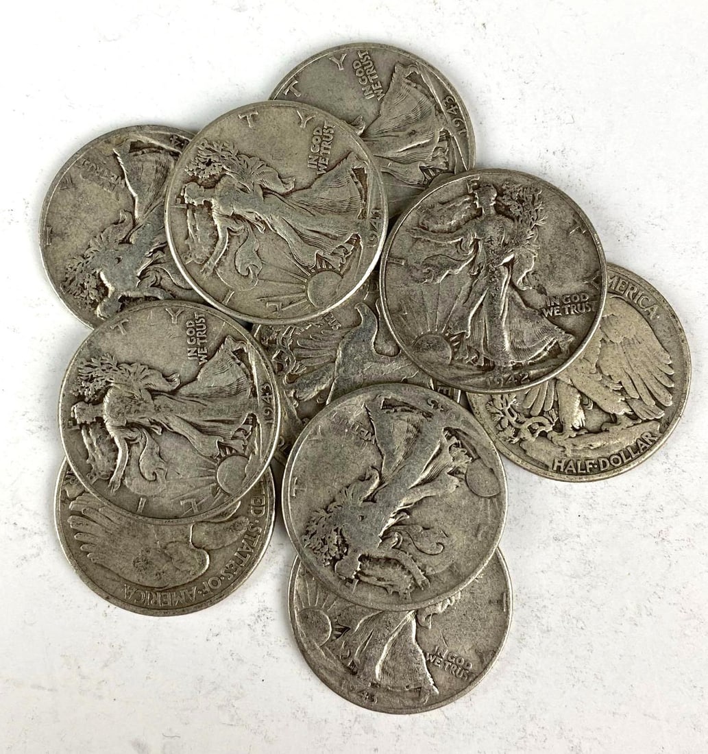Group of 10 Walking Liberty Silver Half Dollars (1 of 1)