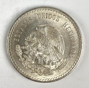 1948 Mexico 5 Pesos Cuauhtémoc Onza .900 Mo .999 Silver Coin