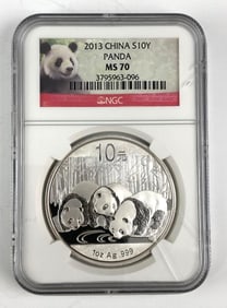 NGC Graded 2013 China 10 Yuan 1 oz .999 Silver MS70