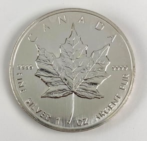 1991 Canada $5 Maple Leaf 1 oz .999 Fine Silver Coin