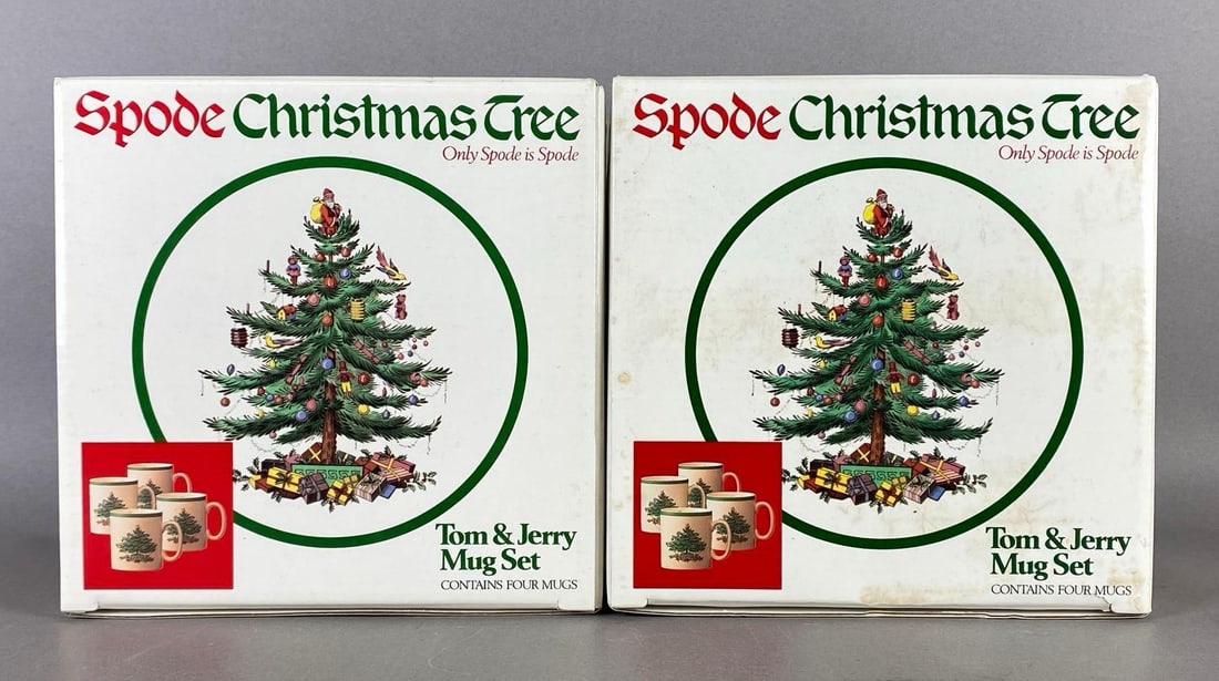Group of 2 Spode Christmas Tree Pattern Porcelain Tom and Jerry Mug Sets (1 of 4)