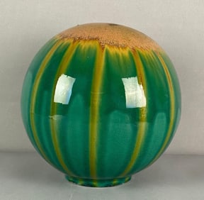 Turquoise Brown Drip Glaze Pottery Gazing Ball