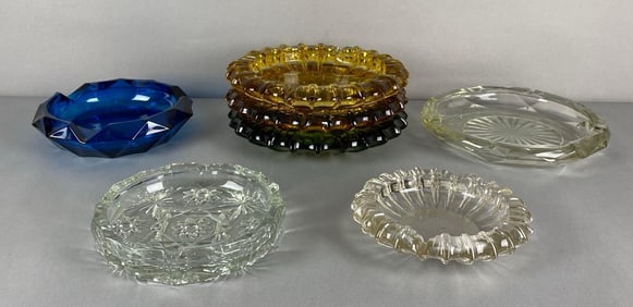 Group of 7 Glass Cigar and Cigarette Ashtrays
