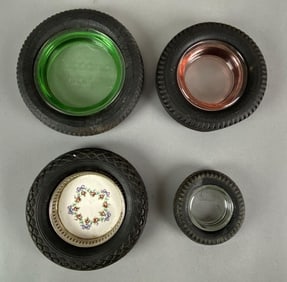 Group of 4 Advertising Tire Ashtrays