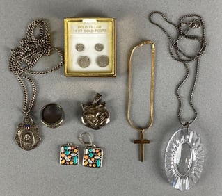 Group of Sterling and Gold Jewelry