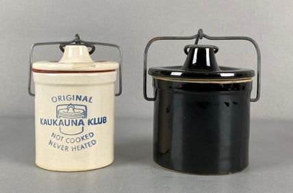 Group of 2 Stoneware Cheese Crocks
