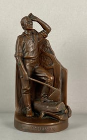 Antique JB The Woodsman Iron Bookend