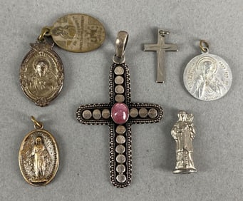 Group of Sterling Silver Catholic Pendants