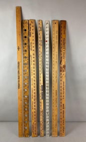 Group of 6 Wood Advertising Yard Sticks and More