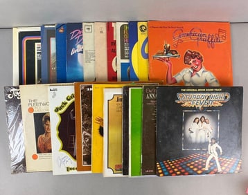 Group of 23 Assorted Vinyl Records and Case