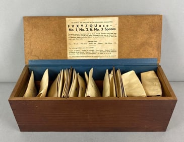 Group of Letterpress Letters and Emblems and Storage Box