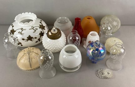 Group of 19 Glass Lampshades and More