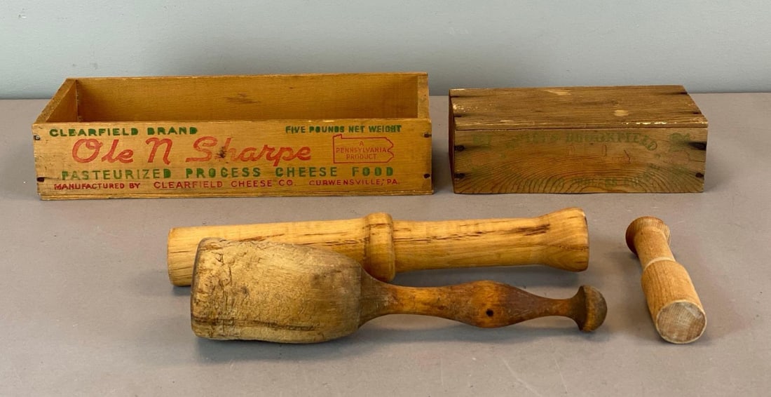 Group of Advertising Wood Boxes and Pestels (1 of 3)