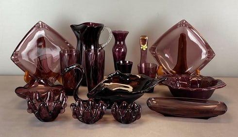 Group of Amethyst Glass Items