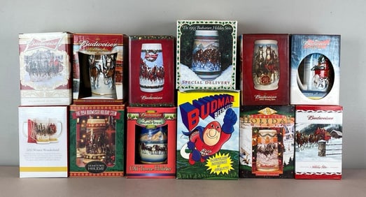Group of 12 Budweiser Beer Steins